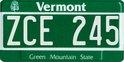 VT license plate ZCE245