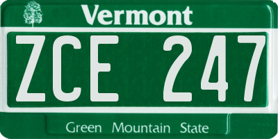 VT license plate ZCE247
