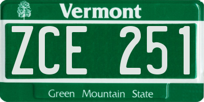 VT license plate ZCE251