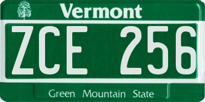 VT license plate ZCE256