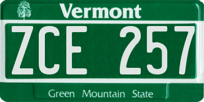 VT license plate ZCE257