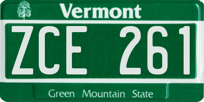 VT license plate ZCE261