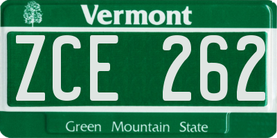 VT license plate ZCE262