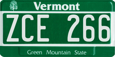VT license plate ZCE266