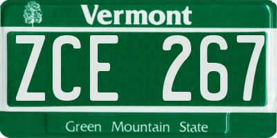 VT license plate ZCE267