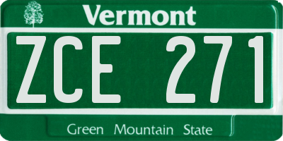 VT license plate ZCE271