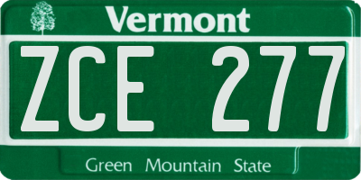 VT license plate ZCE277