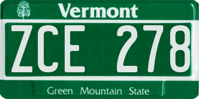 VT license plate ZCE278