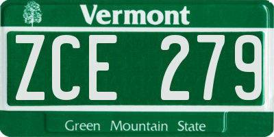 VT license plate ZCE279