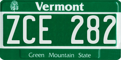 VT license plate ZCE282