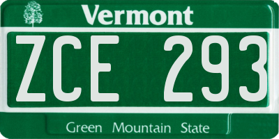 VT license plate ZCE293