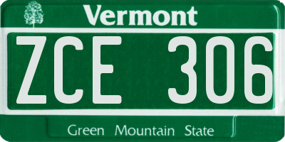 VT license plate ZCE306