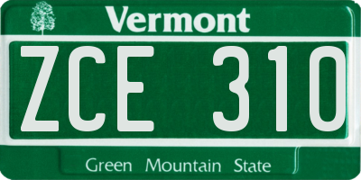 VT license plate ZCE310