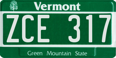 VT license plate ZCE317