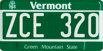 VT license plate ZCE320