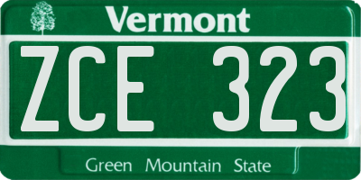 VT license plate ZCE323