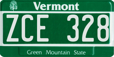 VT license plate ZCE328