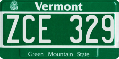 VT license plate ZCE329