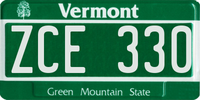 VT license plate ZCE330