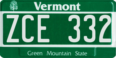 VT license plate ZCE332