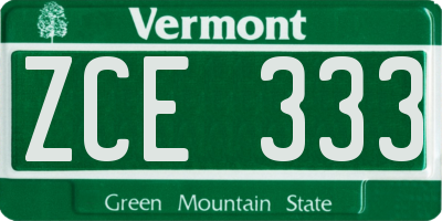 VT license plate ZCE333