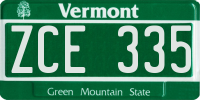 VT license plate ZCE335