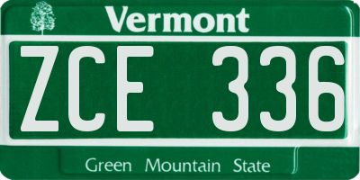 VT license plate ZCE336