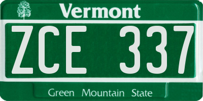 VT license plate ZCE337