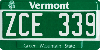 VT license plate ZCE339