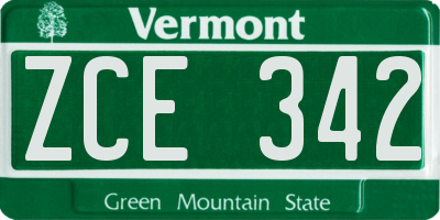 VT license plate ZCE342