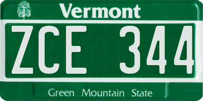 VT license plate ZCE344