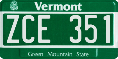 VT license plate ZCE351