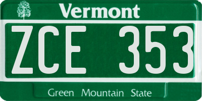 VT license plate ZCE353