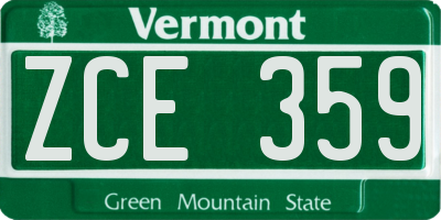 VT license plate ZCE359
