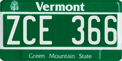 VT license plate ZCE366