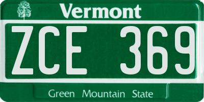 VT license plate ZCE369
