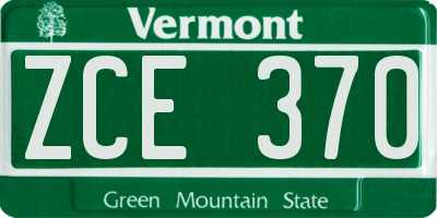 VT license plate ZCE370