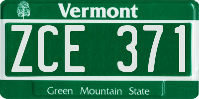 VT license plate ZCE371
