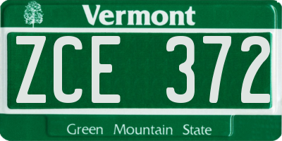 VT license plate ZCE372