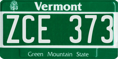 VT license plate ZCE373