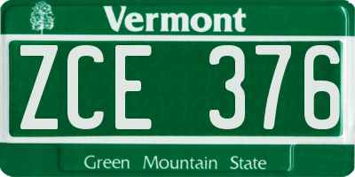 VT license plate ZCE376