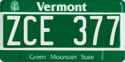 VT license plate ZCE377