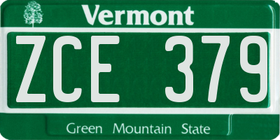 VT license plate ZCE379