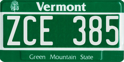 VT license plate ZCE385