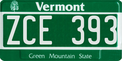 VT license plate ZCE393