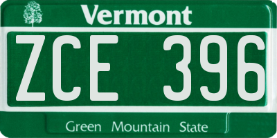 VT license plate ZCE396