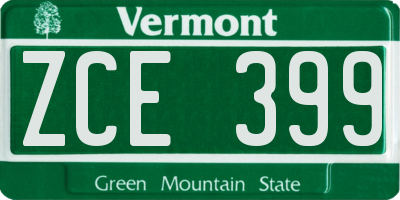VT license plate ZCE399