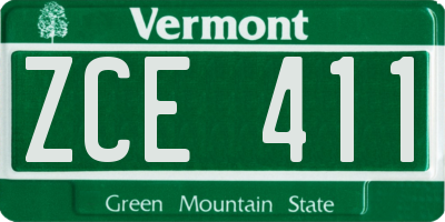 VT license plate ZCE411