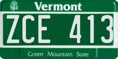 VT license plate ZCE413