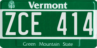 VT license plate ZCE414